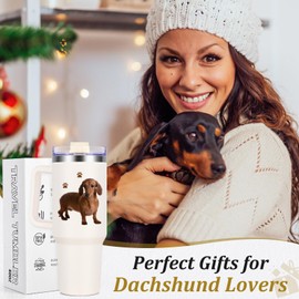 Lifecapido Dachshund Gifts, Gifts for Dog Lovers, Dachshund Gifts for Women, Dachshund 40oz Tumbler with Handle and Straw, Wiener Dog Gifts Christmas Birthday Gifts for Women Dachshund Lovers Dog Mom