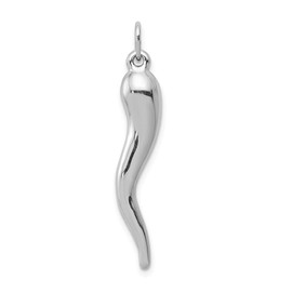 FB JEWELS Solid 14K White Gold Italian Horn Charm (0.19 x 1.36 Inches)