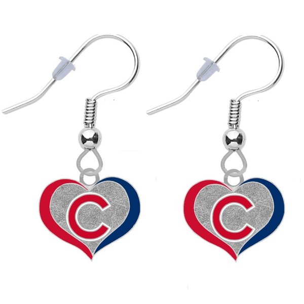 Cubs "C" Swirl Heart Earrings - Pierced