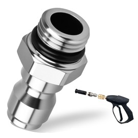 1/4'' Quick Connect Female Adapter for Karcher K2-K7 14mm Male Thread to T-Clip Stainless Steel Pressure Washer Coupler (Fits Snow Foam Lance/Sprayer)