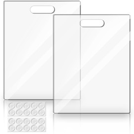 Tioncy 2 Pcs Acrylic Cutting Boards 11 x 14 Inch Clear Cutting Plates for Kitchen Counter Non Slip Chopping Boards with Handle and Anti Slip Silicone Feet Clear Tray for Kitchen Countertop Protection