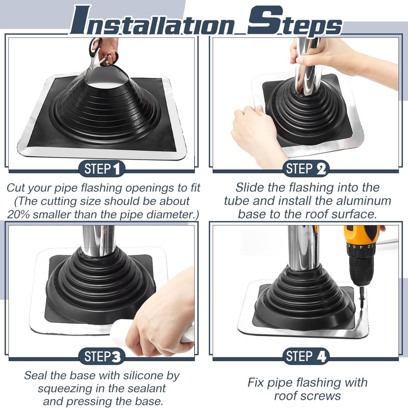 Yaocom #3 Metal Roof Vent Boot Chimney Flashing Roof Jack