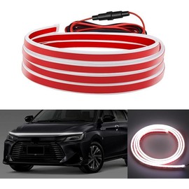 70 Inch LED Hood Light Strip, Hood LED Light Strip with Amber Turn Signal Lights Waterproof Flexible White Dynamic Scan Start Up Hoodbeam Kit for Car, Truck, SUV - Color: 71 Inch hood light strip