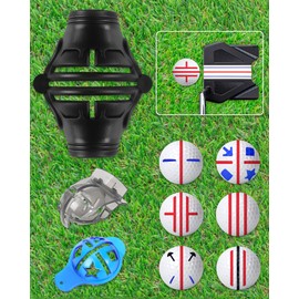 DESELL Golf Ball Markers, 180° 360° Ball Line Markers for Golf Balls, Golf Course, Easy Positioning, Easy to Carry, Set of 6 (3 Markers + 3 Pens), Black and Black