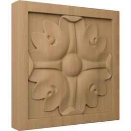 Ekena Millwork ROS03X03X00EDAL Small Edinburgh Square Rosette, 3"W x 3"H x 5/8"P, Alder