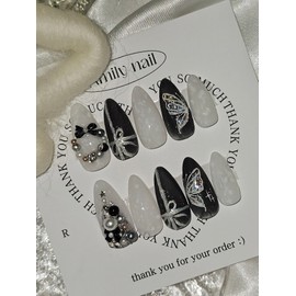 Snowflake [Handmade Nail Tips] Emily Nail - Short Square / 눈송이 [수제네일팁] 에밀리네일 - 숏스퀘어