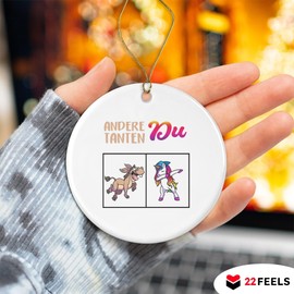 Aunt Christmas Decoration Tree Pendant Ceramic Round Advent