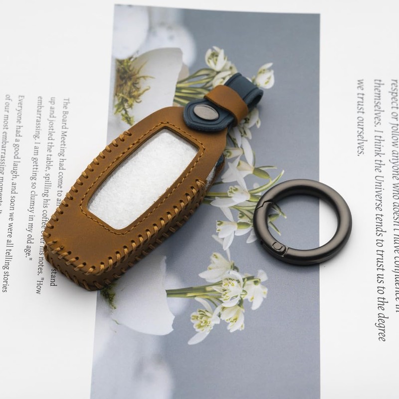 WTSHOPME Key Fob Cover Crazy Horse Leather Compatible with Mitsubishi