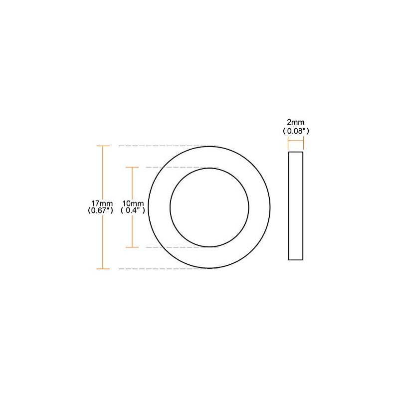 sourcingmap Rubber Flat Washers 17mm OD 10mm ID 2mm Thickness