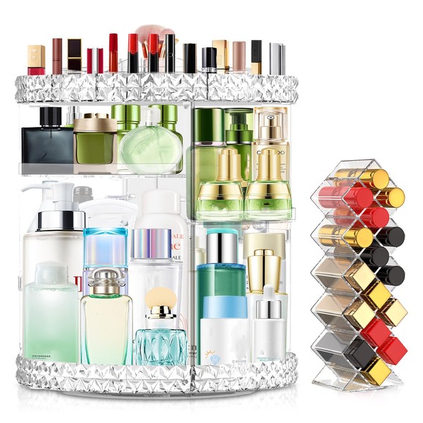 Abbicen 360 Rotating Makeup Organizer, Clear, Vanity, Countertop, 6 Layers Detachable Shelves, 360 Degree Smooth Rotation, Suits Various Skin Care Products