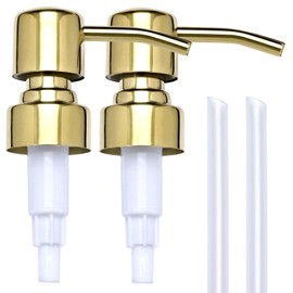 AUNRGO Gold Soap Dispenser Pump Replacement - 304 Stainless Steel Hand Liquid Soap and Lotion Dispenser Pumps Replacement for Regular Mouth Bottles, Standard 28/400 Neck Size,2 Pack