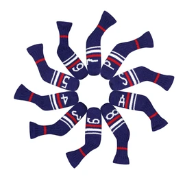 Scott Edward 10 Pcs Golf Club Head Covers for Irons Cuteness and Basically Socks Shape Washable & Durable Golf Club Head Protector (Blue Warning)