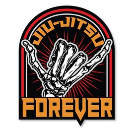 BJJ Brazilian Jiu Jitsu Forever Bumper Sticker Decal for Cars, Cups, Laptops, Coolers, Tumblers (Two Pack X2) (3"x3" and 5"x5")