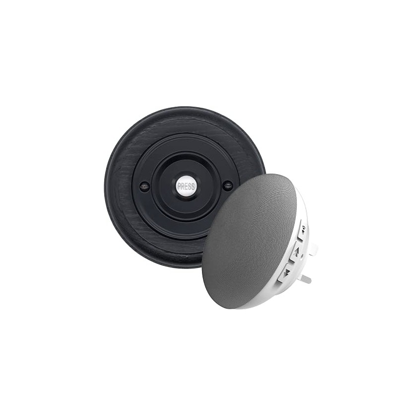 Modern Living Round Wireless Doorbell in Black Ash and Black