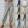 Womens Casual Capri Pants Elastic Waist Drawstring Summer Lounge Baggy