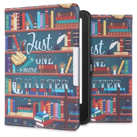 kwmobile Flip Case Compatible with Tolino Vision 1/2/3/4 HD Case - eReader Case - Library Theme Multicoloured