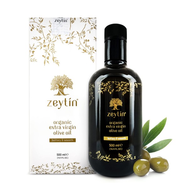 Zeytin - Olive Oil Extra Virgin - Early & Fresh 2022-2023 Harvest - Awarded Brand - Single Estate, 40x More Polyphenol - Cold Pressed Glass Bottle - Vegan, Keto, Buttery & Smooth Finish - 16.9 fl oz
