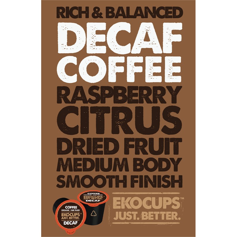 EKOCUPS Organic Swiss Water Decaf Medium Roast Coffee Pods, 30%