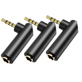 BERLAT 3.5mm Angle Male to Female Audio Adapter,90 Degree Right Angle Gold-Plated TRS Stereo Jack Plug Aux Connector, Compatible with Headsets, Tablets, MP3 Players, Game Controllers, Speakers - 3pack