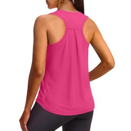 XIEERDUO Breathable Athletic Yoga Going Out Tops for Women Ladies Tops Hot Pink M
