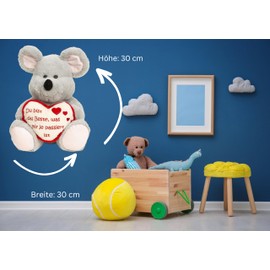 Lifestyle & More Cuddly Toy Mouse with Heart Du bist das Beste 30 cm Large Plush Mouse Plush Bear Velvety Soft