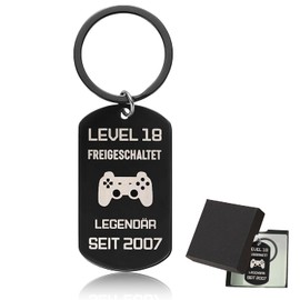 Keyring 18th Birthday Gift Boy Girl Funny Cool Gifts with Box Gift for 18th Birthday for Son Daughter Brother, black