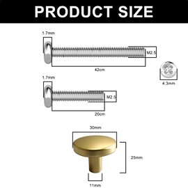 12 PCS 25mm Cabinet Knobs, Vintage Matted Kitchen Door Handles, Minimalist Modern Round Wardrobe Handles, Including 12 Standard Screws and Extended Screws, Suitable for Cabinets, Wardrobes, and Drawer