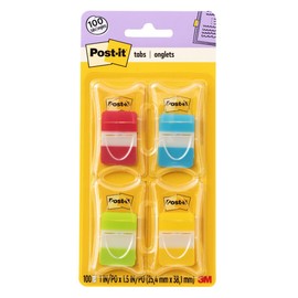 Post-it - Pastillas sólidas (12 pestañas por color, 36 pestañas por dispensador), Colores primarios variados, 100 Tabs