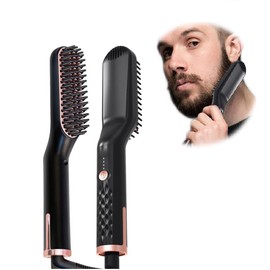 DAJASD Bartglätter für Männer, 3 in 1 Mini Elektrische Bart Glätteisen, Elektrischer Haarglätter Bart Bürste, 3 Heiztemperaturen(120-200℃), Schnell in 30s Erhitzt, Glättbürste für Zuhause und Salon
