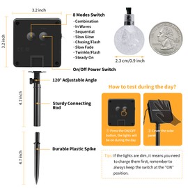 Brightown Solar String Lights Outdoor 60 LED 36FT Crystal Globe Lights with 8 Lighting Modes, Waterproof Solar Powered Patio Lights for Garden Yard Porch Wedding Party Decor (Warm White)