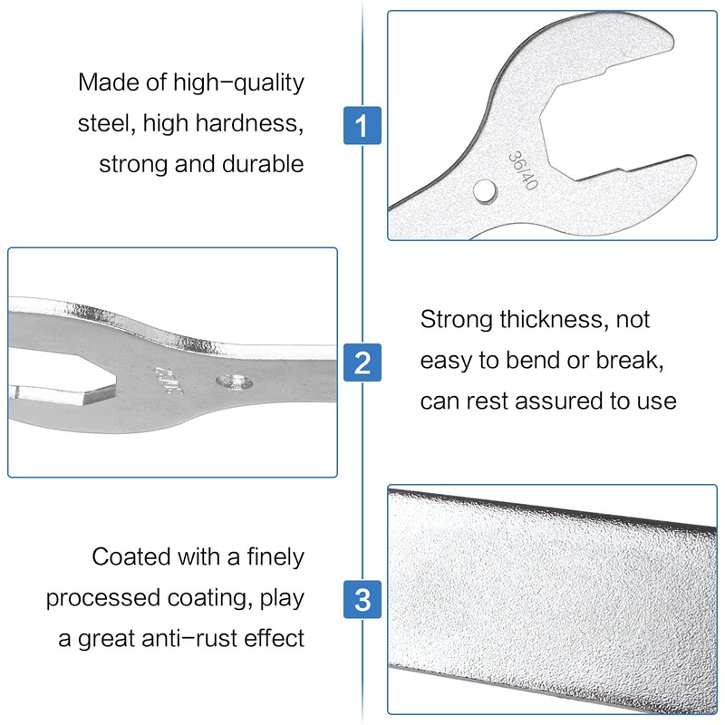 ShiSheng Headset Wrench 4-in-1 Bicycle Handlebar Key 30/32/36/40 mm, Silver
