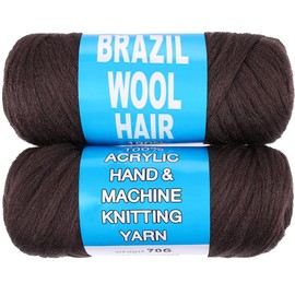 Kachanaa 4 Roll Brazilian Wool Hair for Braids Acrylic Hand Knitting for Jumbo Braids Goddess Locs Crochet Hair for Women Senegalese Braiding Hair Extension 4#