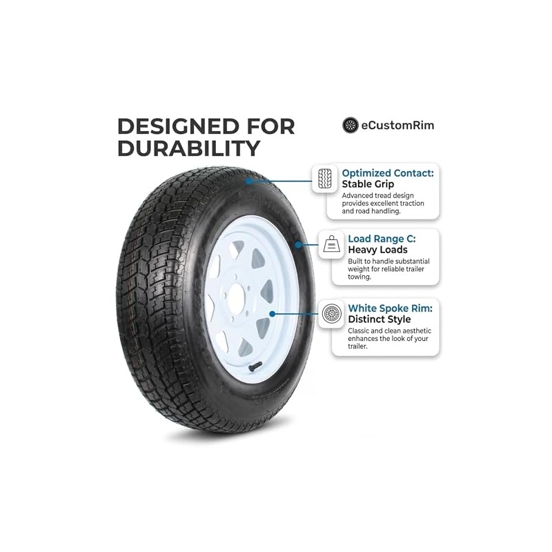 2-Pk Trailer Tire Rim ST205/75D15 15 in. Load C 5