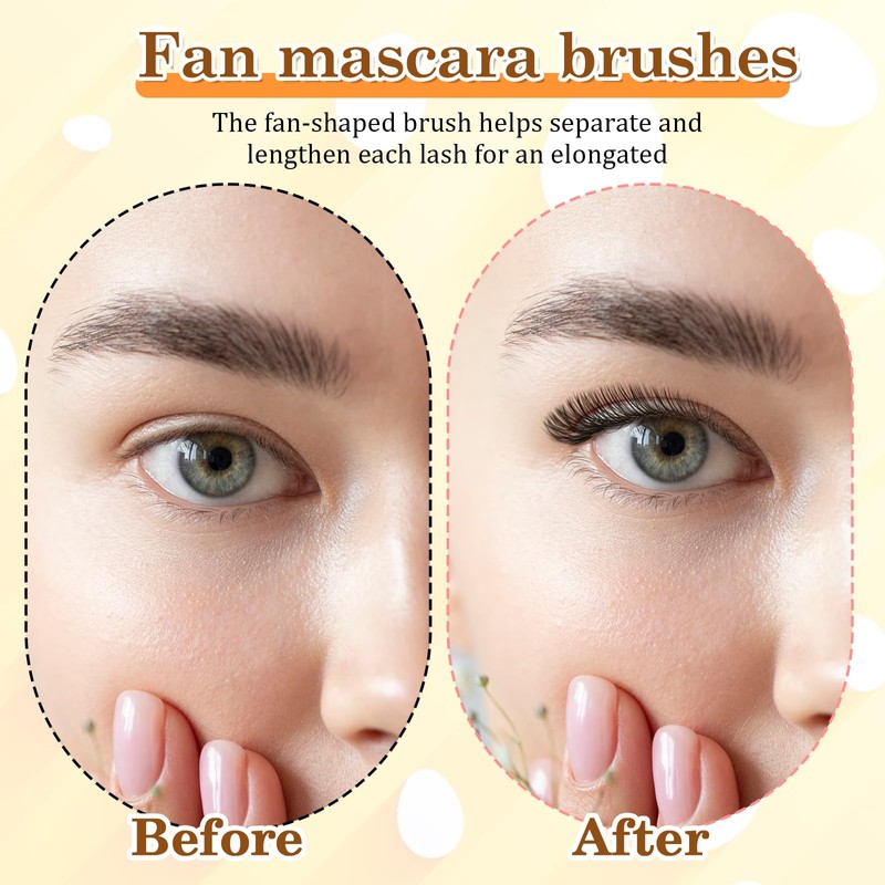 4 Pack Fan Brush for Mascara, Folding Angle Mascara Brush