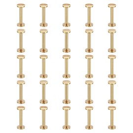 PATIKIL 25 Sets Chicago Screws, M4x30mm Chicago Screw Slotted Binding Post Screw Bolts Rivets Brass Fasteners Connectors for Leather Belt Scrapbook Photo Albums