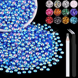 BELLEBOOST 4000PCS 4mm Resin Jelly Rhinestones in Bulk (Dark Blue AB), Bedazzling Flatback Crystals Rhinestones for Crafting DIY Nail Decoration, Gems Diomand Charms for Tumbler Shoes Clothing Fabric