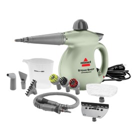 BISSELL® Steam Shot™ OmniReach handheld portable steam cleaner for tile, grout, windows, bathrooms, kitchens, fabric steaming tool, includes 10 tools