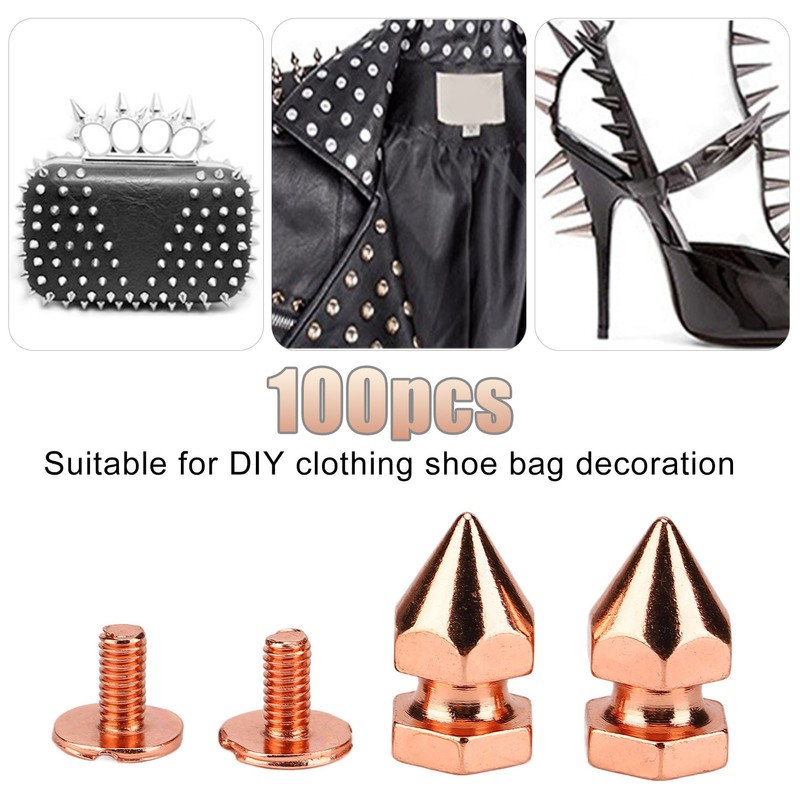 100 Sets Spiked Cone Spike Stud Rose Gold High Hardness