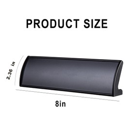 SINKAA 5Pcs Name Plate Holder for Desks, 2.36'' x 8'' Curved Sign Holder Stand for Table Display, Aluminum Nameplate Stand with Plastic Film - Black
