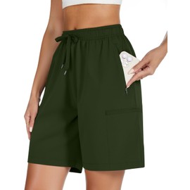 onlypuff Women's Lightweight Hiking Cargo Shorts Athletic Shorts for Camping Quick Dry Golf with Zipper Pockets