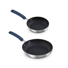Zakarian by Dash 8" and 10" TruPro TriPly Nonstick Stainless Steel Fry Pan Set of Two