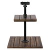MyGift Rustic Burnt Wood 2-Tier Cupcake Stand with Metal Pipe