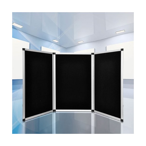 Folding Panel Display for Trade Show Table Top Three 6" Panels: Multiple Colors (Black)