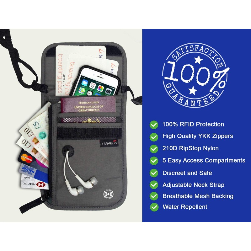 TRAVELiO Passport Holder Men & Women RFID Blocking Hidden Travel