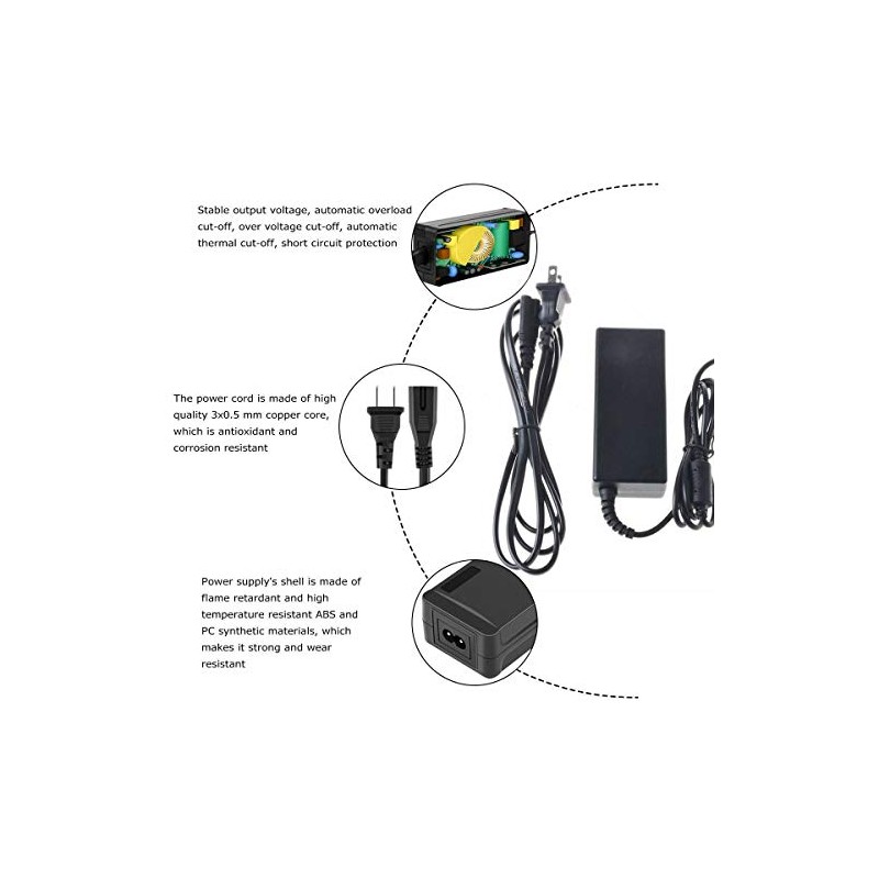 SupplySource 12V DC 5A AC Power Supply Adapter 5000mA +8