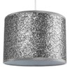 Modern and Designer Bright Silver Glitter Fabric Pendant/Lamp Shade 30cm