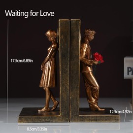 Elegant Artistic Book Ends for Heavy Books |Book Ends for Shelves |Bookend Creative Book Stands with Sculptural Details | Ideal for Living Room, Bedroom, Office & Hotel Decor | Set of 2 (Golden)