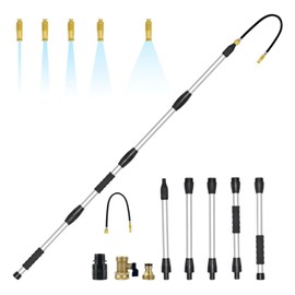 TianfuSpanda 8FT/2.4M Gutter Cleaner Tool from Ground, Extendable Gutter Cleaning Wand with 5 Spray Patterns, Fits All Standard Garden Hoses, also for Garden Watering, Car Washing