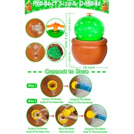 2FT Inflatable Cactus Sprinkler for Kids - Portable Sprinkler Water Toy for Toddlers Outdoor Summer Fun Sprinkler with 360° Spray - Garden, Yard, Pool Party, Mexican Fiesta & Hawaiian luau Decor
