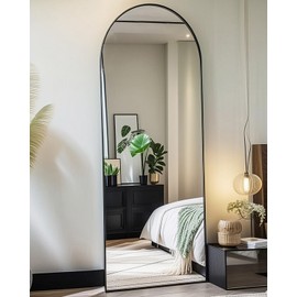 NEARBYSD 58"x18" Arched Full Length Mirror, Floor Mirror With Stand, Freestanding,Wall Mounted Hanging or Leaning Arched-Top Full Body Mirror for Bedroom, Dressing Room -Black